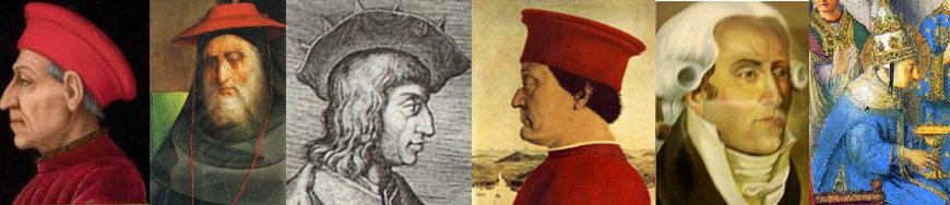 Alcuni fra i più illustri committenti di Vespasiano (da sinistra): Cosimo de' Medici, Cardinale Bessarione, Alfonso II d'Aragona, Federico da Montefeltro, Giannozzo Manetti, Niccolò V